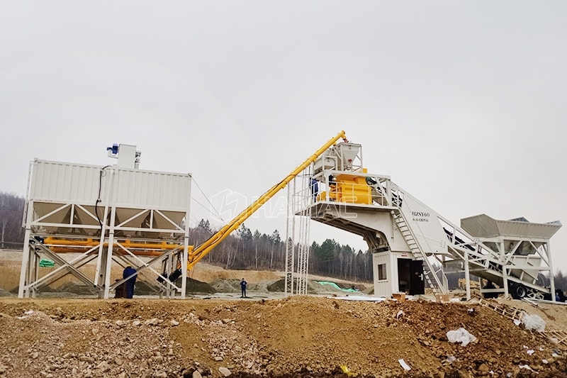 Цементный силос Horizontal и мобильный бетонный завод YHZS50